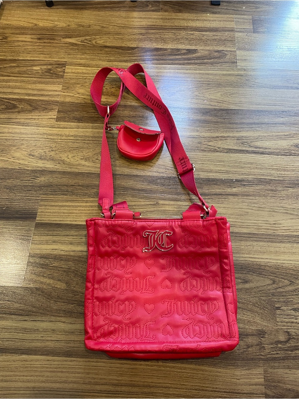 Juicy Couture Red Quilted Logo Crossbody with Coin Pouch